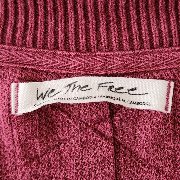 Free People Asher Thermal Oversized Shirt Stolen Kiss Maroon Red Small NWT NEW - Picture 10 of 12